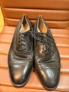 Giorgio Brutini Black Leather Brogue Lace-Up Oxfords